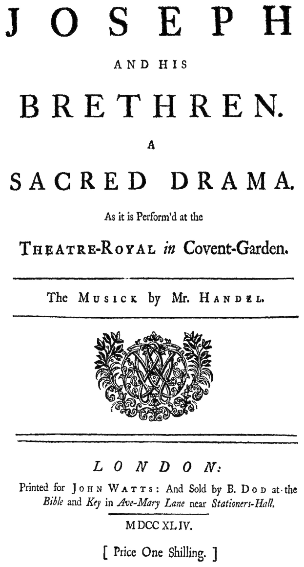 Eine Gruppe von Menschen, die ein heiliges Drama auf einer Bühne mit Text und einem Logo auf dem Boden im Theatre Royal in Covent Garden aufführen.
