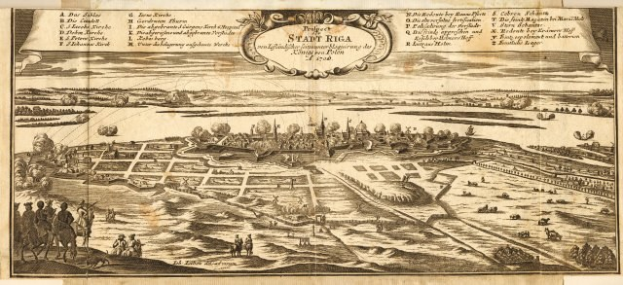 Detailiertes altes Stadtplan von Stuttgart, Deutschland, das Straßen, Gebäude, Bäume, Gewässer und Menschen zeigt, mit Text, der historische und kulturelle Informationen bereitstellt.