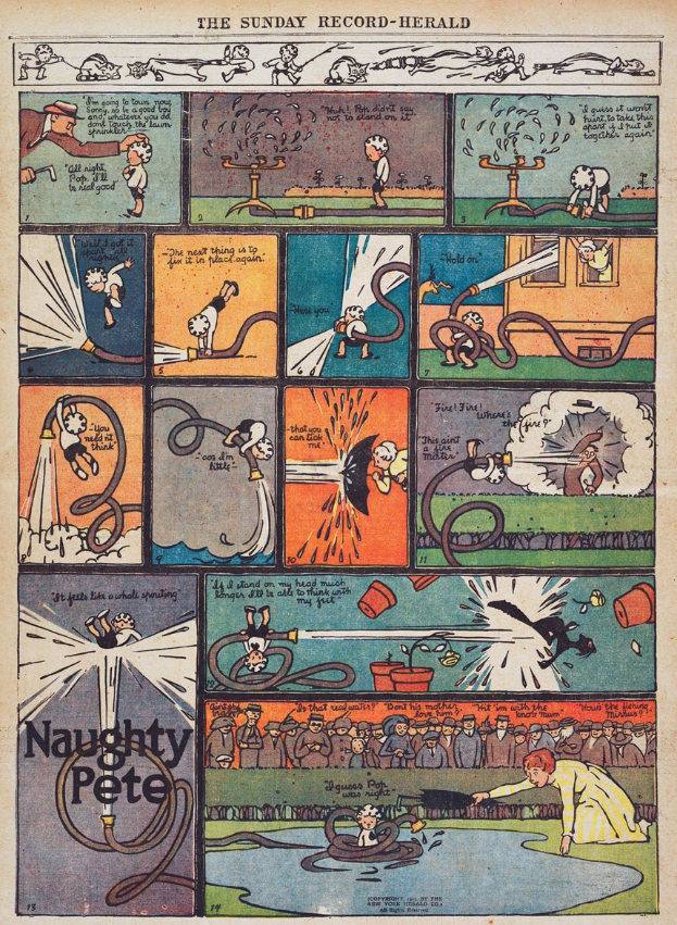 Cartoon eines Mannes in einem Anzug in einem Comic-Strip umgeben von narrativem Text.