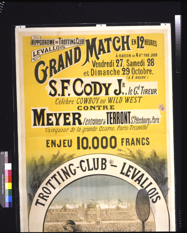 Alte Plakatankündigung eines großen Matches zwischen S.F. Cody und Meyer