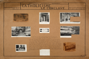 Ein Buch mit Bildern des Inneren der katholischen Kirche, Artefakten und Texten ├╝ber ihre Geschichte und Bedeutung.