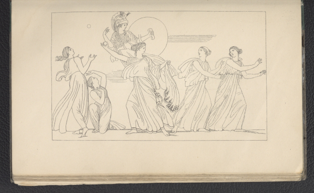 Ein Buchumschlag mit einer farbenfrohen Illustration einer Gruppe tanzender Frauen in energischen, synchronisierten Posen, mit detaillierter Kleidung und Gesichtern.