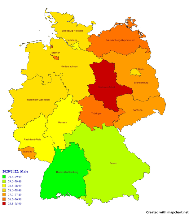 Eine Deutschlandkarte mit farblich unterlegten Regionen, die den prozentualen Anteil der Menschen in jedem Gebiet anzeigen, begleitet von erklärendem Text auf der linken Seite.