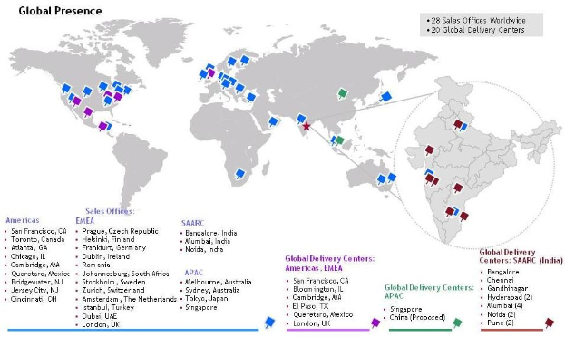 Weltkarte mit markierten globalen Lieferzentrumsstandorten und begleitendem erklärendem Text.