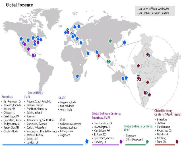 Weltkarte mit markierten globalen Lieferzentrumsstandorten und begleitendem erklärendem Text.