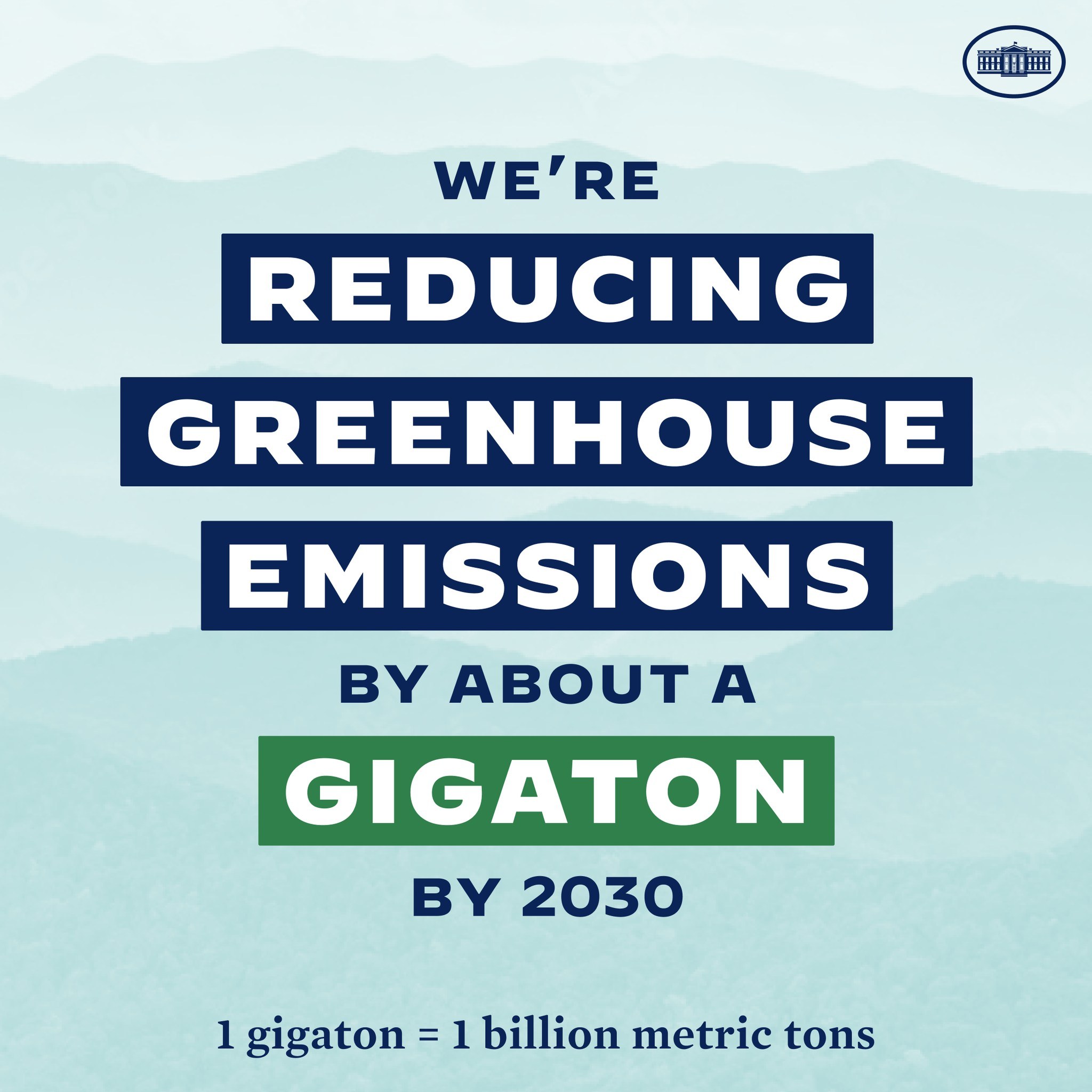 Plakat mit Text und Logo, auf dem steht: "Wir reduzieren die Treibhausemissionen um etwa eine Gigatonne bis 2030."